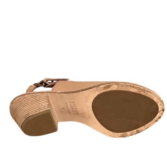 Eileen Fisher Glance Natural Light Tan Varchetta Leather Slingback Sandal shoe - Picture 8 of 9